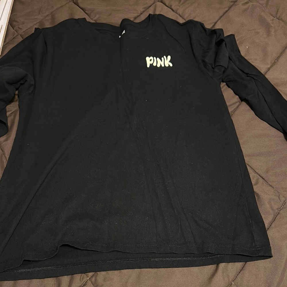 Black Long Sleeve Shirt with Pink Logo